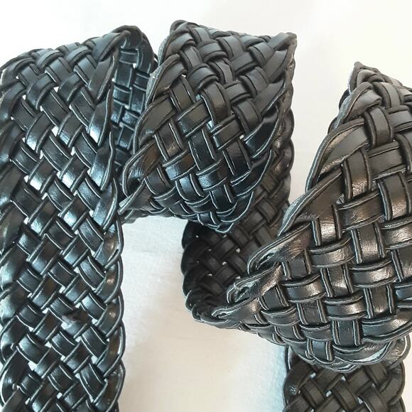 Wide Black Braided Fashion Belt Large Waist Round Wound Buckle - Picture 8 of 11